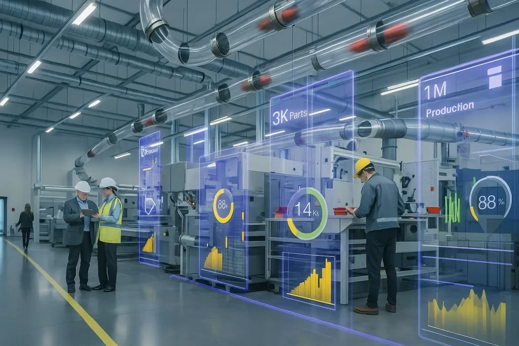 planta con un sistema de correo neumático